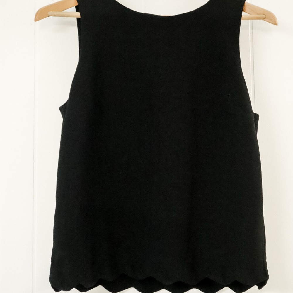 Monteau Black Scalloped Tank Top